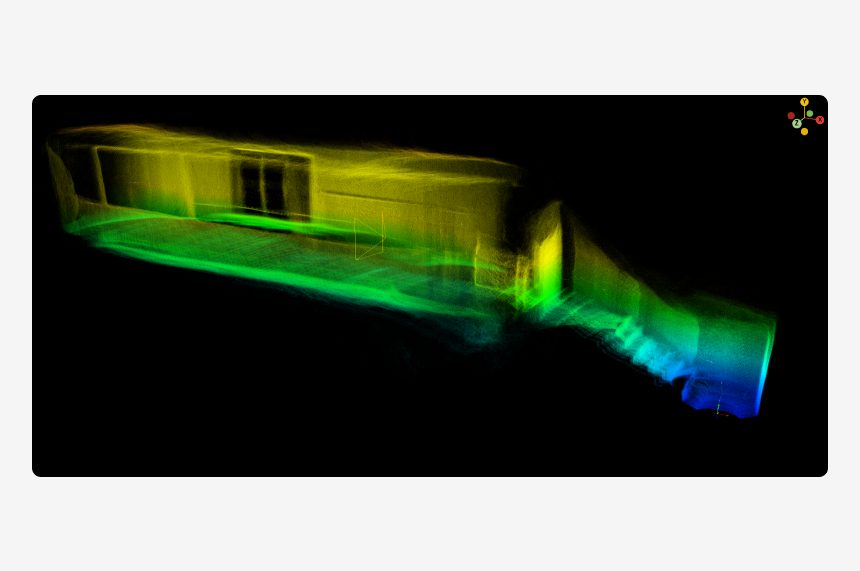 3D point cloud captured by the ASIO X orientable LiDAR
