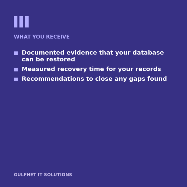 Database Recovery Validation receive Database Recovery Validation